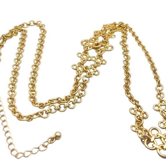 Lia Sophia "Four Tet" Long Matte Gold Tone Necklace - Picture 4 of 7